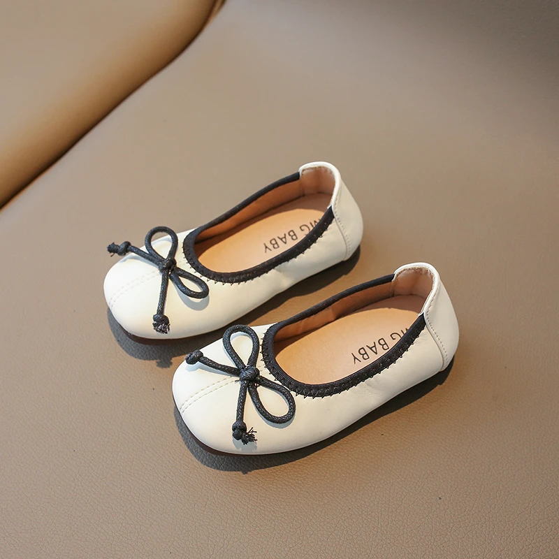 أحذية ماري جينس مسطحة من الجلد الصناعي سهلة الارتداء بفيونكة للأطفال ، أحذية ضحلة للأطفال ، حذاء بناتي خفيف مانع للانزلاق ، 3 ألوان ، الخريف ، 21-35 #4