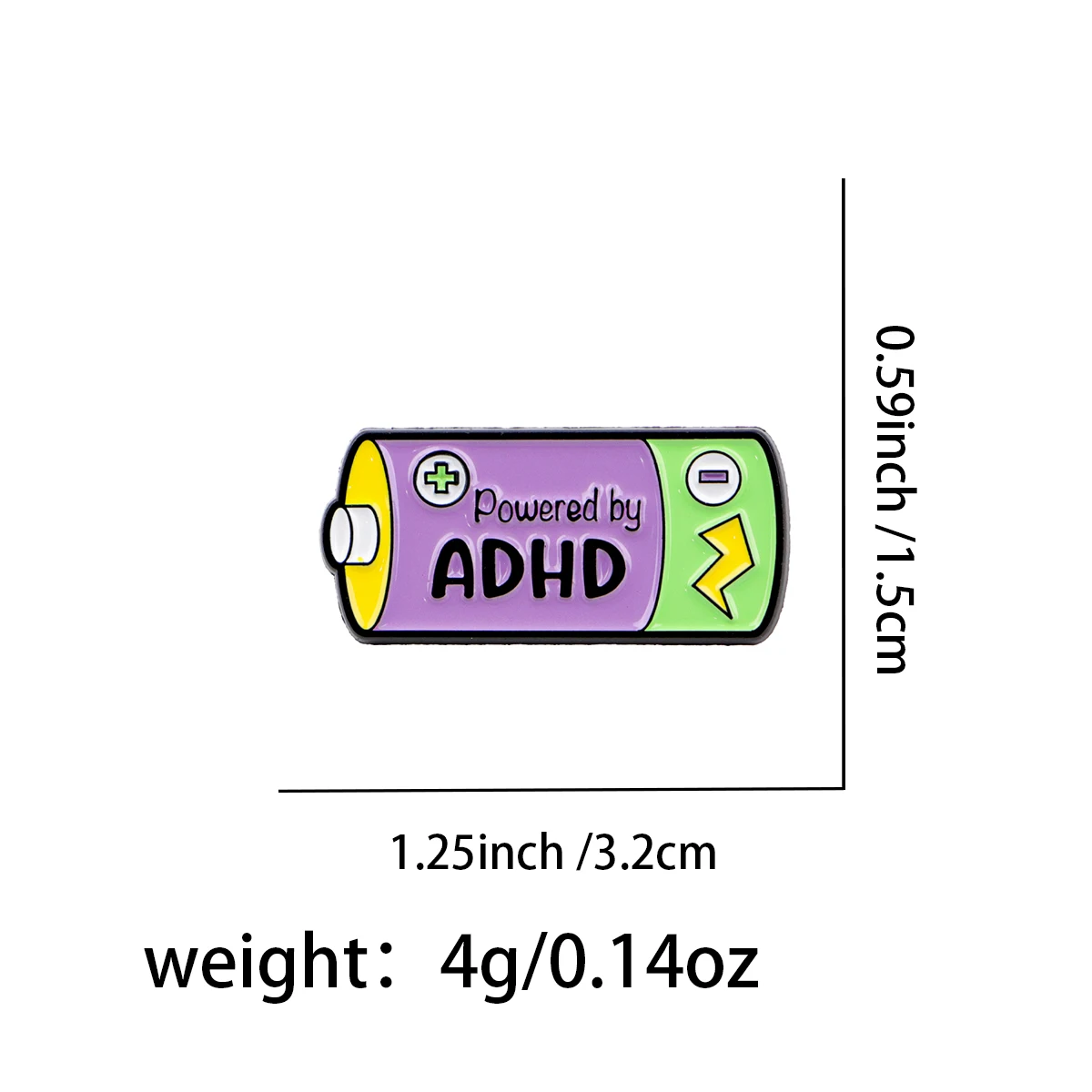 ADHD Awareness Enamel Pin Battery Brooch Pines Lapel Pins Badge on Backpack Clothing Accessories Fashion Jewelry Friends Gifts