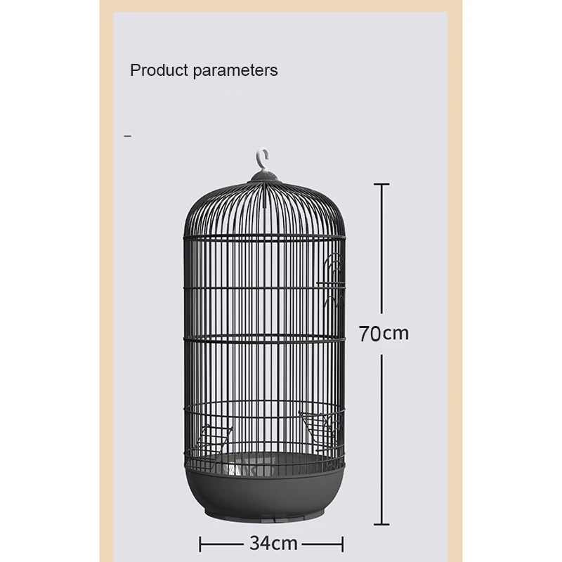 Round Large Metal Bird Cage Parrot Bird Cage Tiger Skin Xuanfeng Peony Zebra Finch Luxury Villa