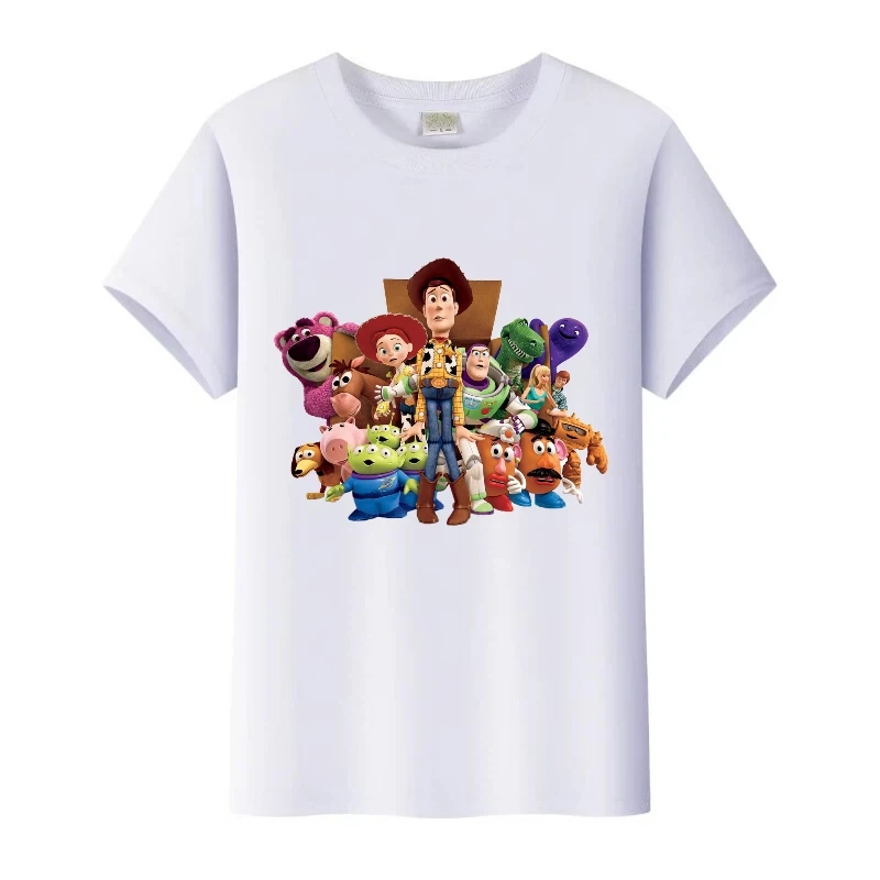 

Casual Disney Toy Story Cartoon Graphics Boy Tshirt Clothes Loose t-shirt Girl Tees Summer Harajuku Men Top Family Woman Blouses