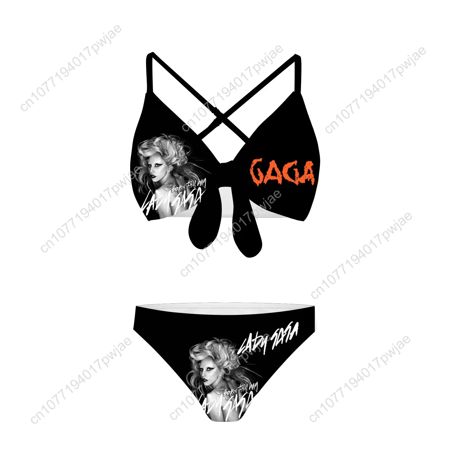 Lady Gaga Bathing Suits Cross Strap Suspenders Swimsuits Womens Bikini Pool Party Beach Swimwear Customized Beachwear