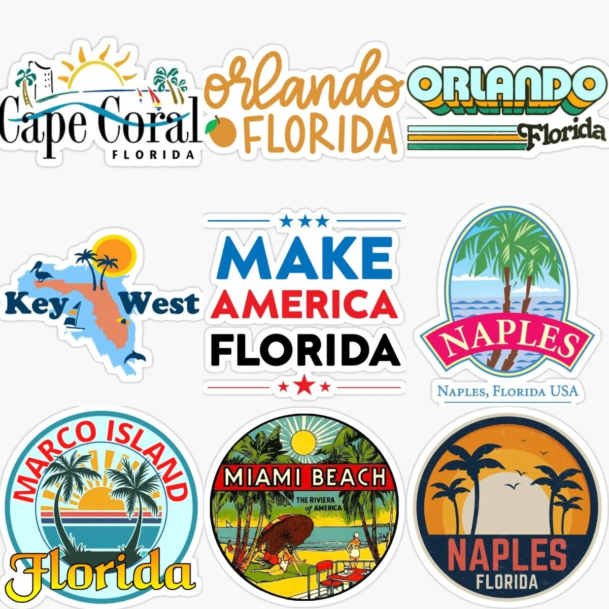 

Floridan FL Map Scenery Sticker Motorcycle Truck Accessories Camper Window Bicycle Van Car Wall Glass Helmet Racing Decal PVC