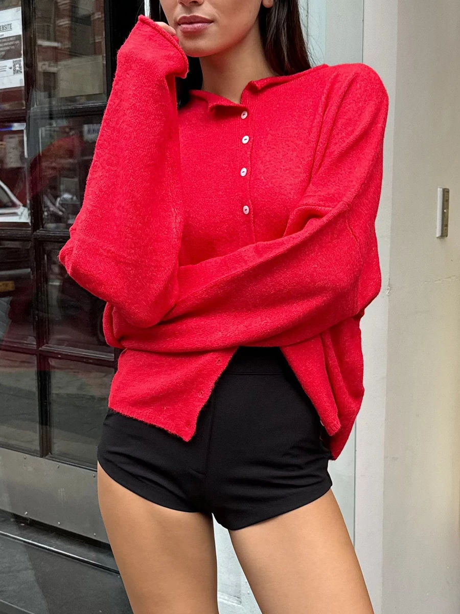 New Fashion Women Solid Color Knit Cardigan Fuzzy Long Sleeve Button-Front Closure Sweaters Skin Friendly Hot Sale S-XL