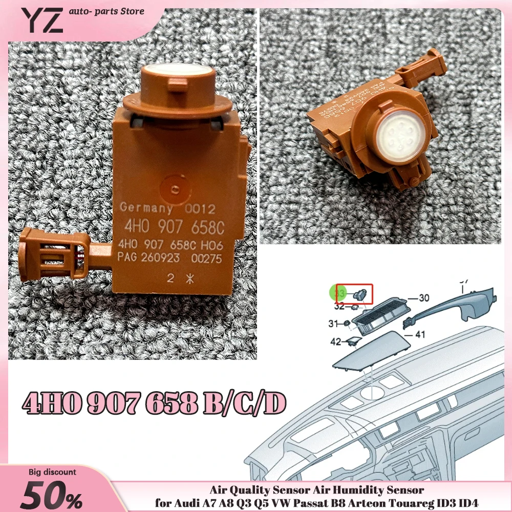 

Air Quality Sensor Air Humidity Sensor for Audi A7 A8 Q3 Q5 VW Passat B8 Arteon Touareg ID3 ID4 4H0 907 658 D 4H0907658B/C/D