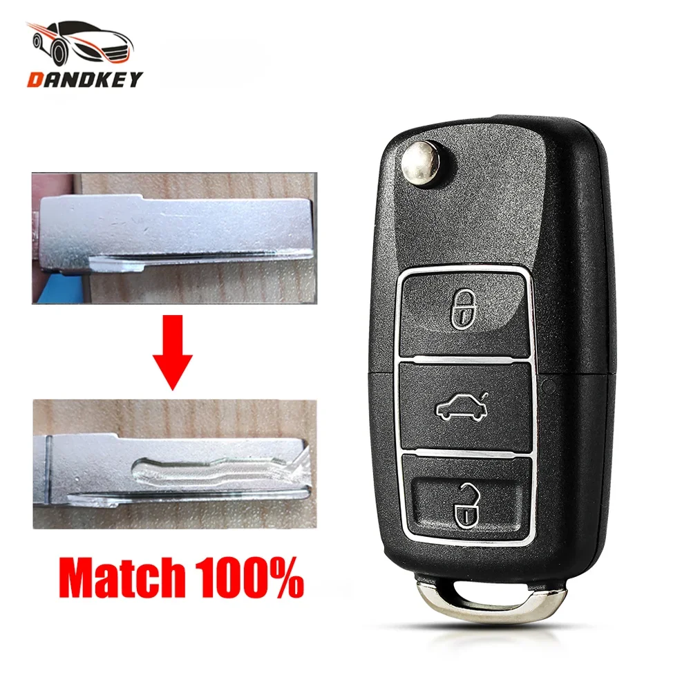 

Dandkey With Cutting Service For Volkswagen VW Golf 4 5 Jetta Passat CC Tiguan Polo Beetle Skoda 3BNT Flip Remote Key Shell Case