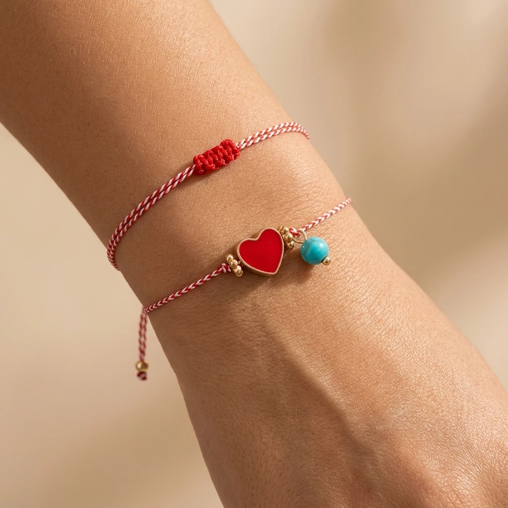 

1PCS Bohemian Red Heart Woven Rope Adjustable Size Bracelet Unisex Daily Holiday Wear Gift for