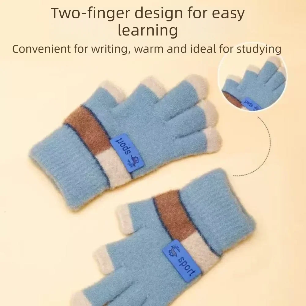 6-13Years Old Fashion Warm Kids Winter Gloves Windproof Candy Color Baby Gloves Thicken Elastic Children Mittens Outdoor