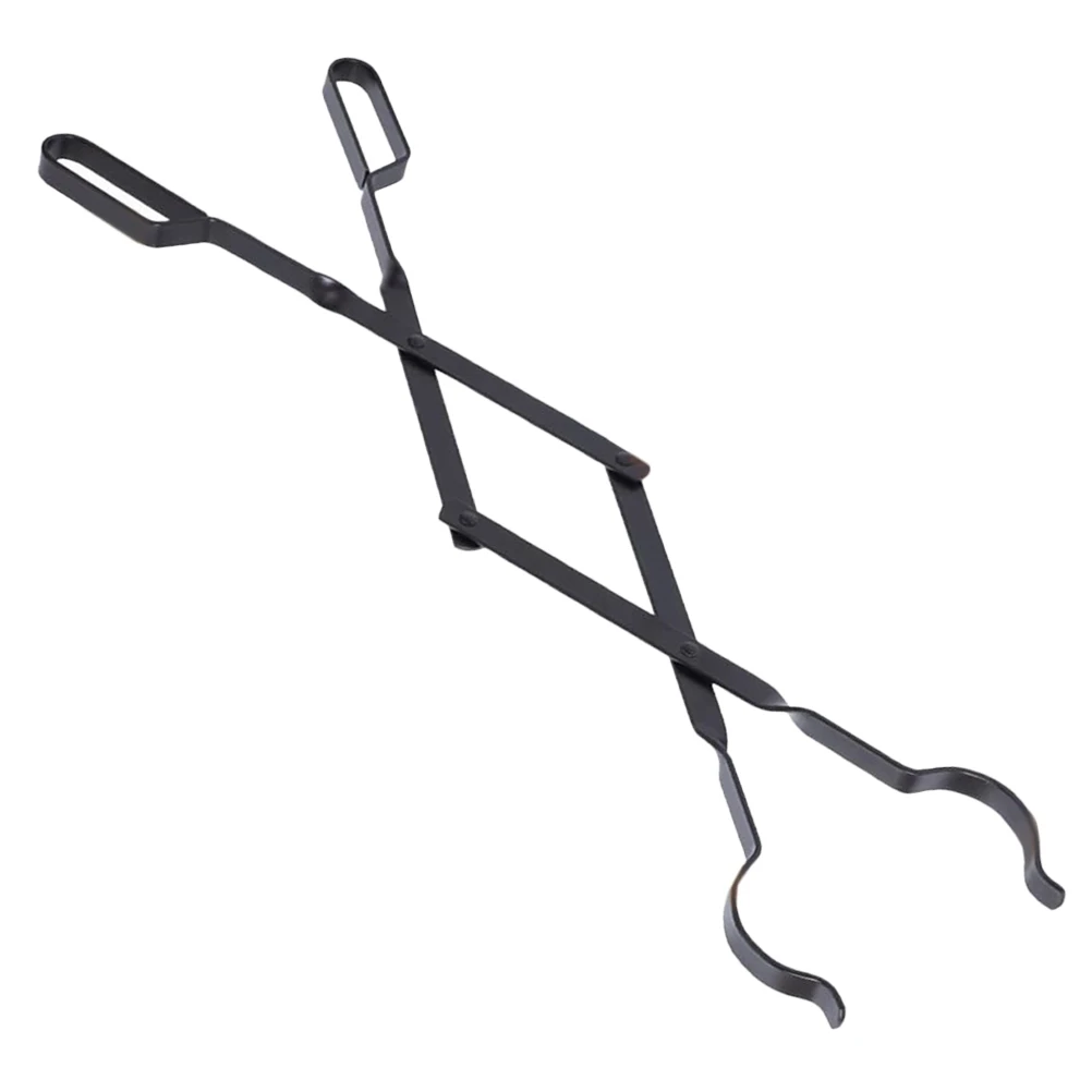 ملقط الحطب ملقط الموقد المعدني القابل للطي للاستخدام الداخلي والخارجي سجل المنتزع المحمولة التخييم شواء أداة مقبض طويل #6