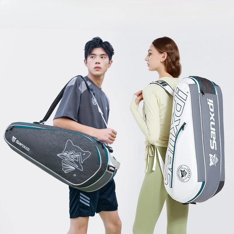 Large Capacity Tennis Racket Backpack Holds 6 Rackets, Unisex Handheld Badminton Bag, Scratch Resistant Long Lasting Sports