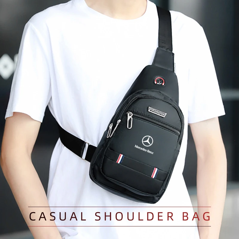 Men Chest Bag Crossbody Pack Single Shoulder Backpack Waterproof For Mercedes Benz AMG A C E Class W201 W210 W108 W204 W205 W203