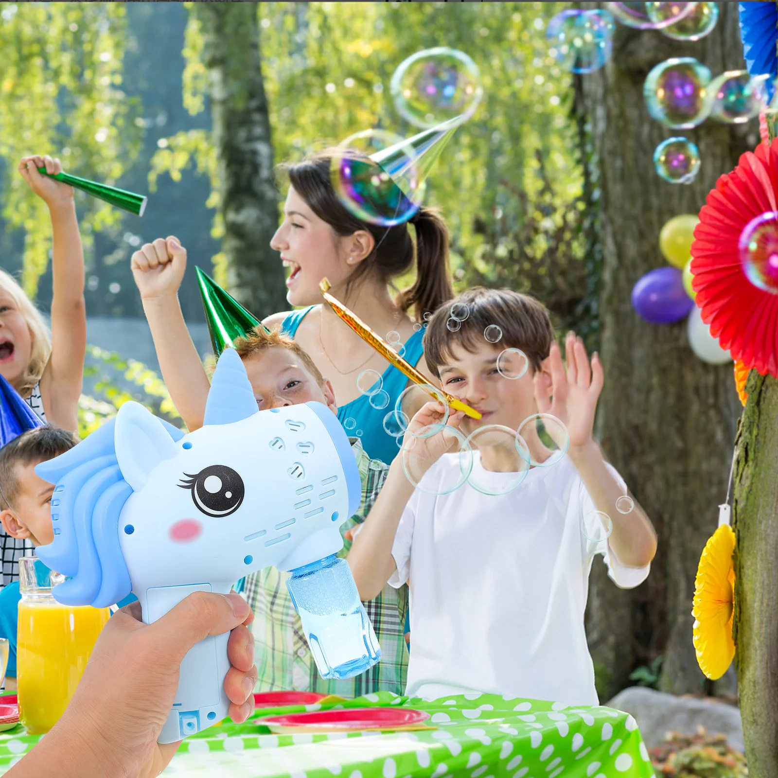 صانع الفقاعات الكهربائية المحمولة لا للأطفال في الهواء الطلق آلة فقاعات الحفلات ألعوبة صانع فقاعات الكرتون #2