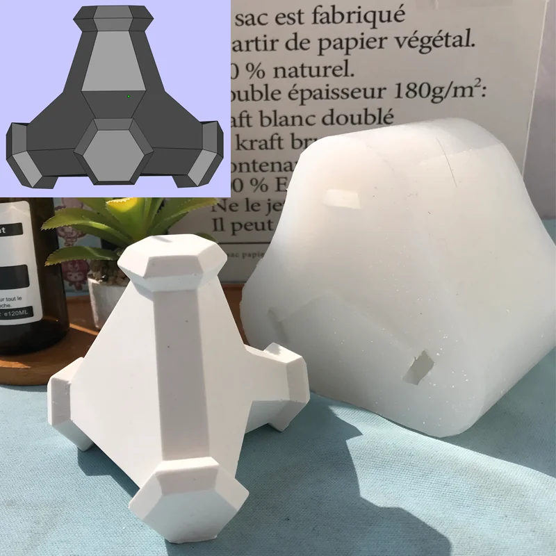 DIY Concrete Wave Absorbing Block Ornament Mold Tetrapod Triangular Column Cement Tabletop Decor Seaside Stone Silicone Mould