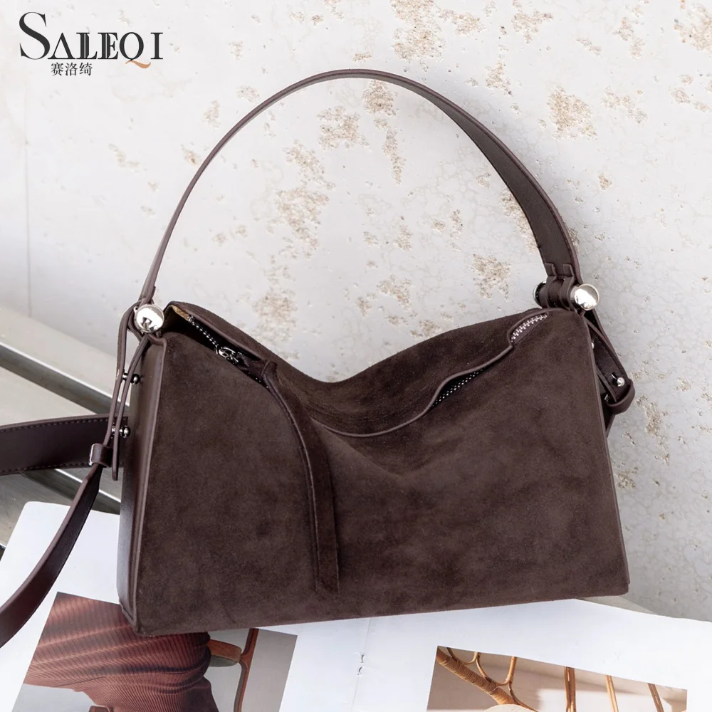

Genuine Grade Suede Leather Women Shoulder Crossbody Small Bag Luxury Designer Brand Female High Quality Daily Handbag for Woman