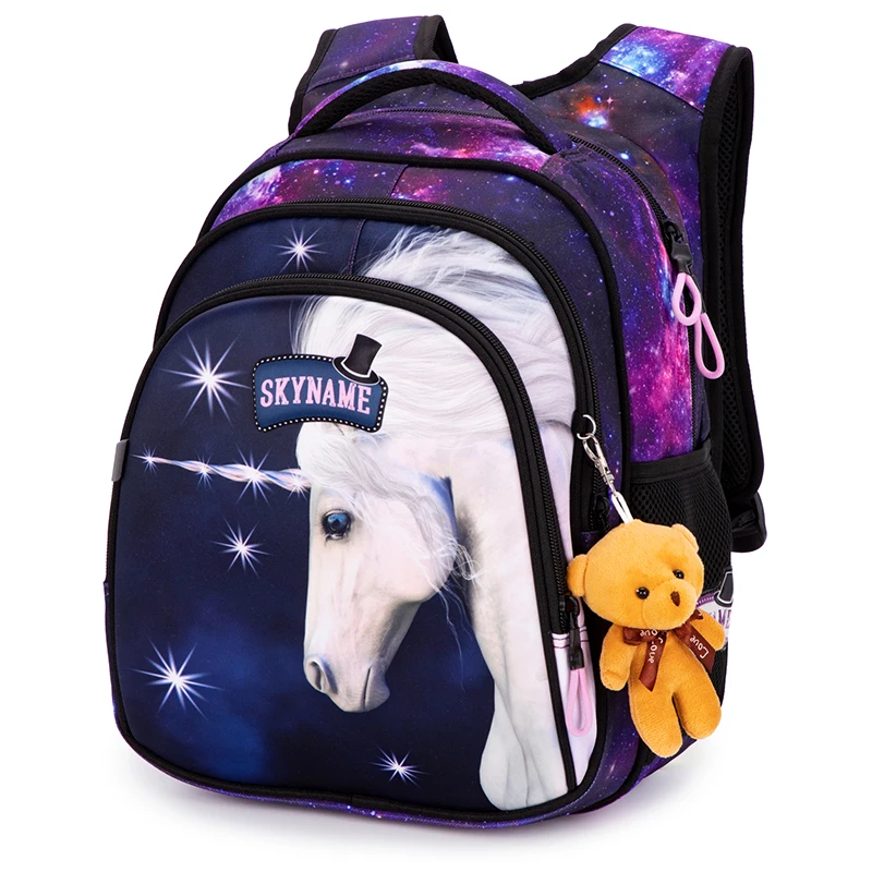 Mochilas escolares ortopédicas para niños, morrales impermeables de unicornio, morrales de hombro para estudiantes de primaria de 1-3 grados