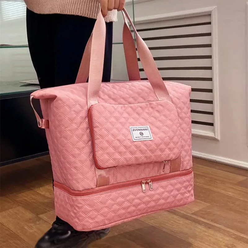 Large Capacity Travel Duffels Bag with Independent Shoe Compartment Weekend Overnight Bag Foldable Handbag for Gym Yoga Travel