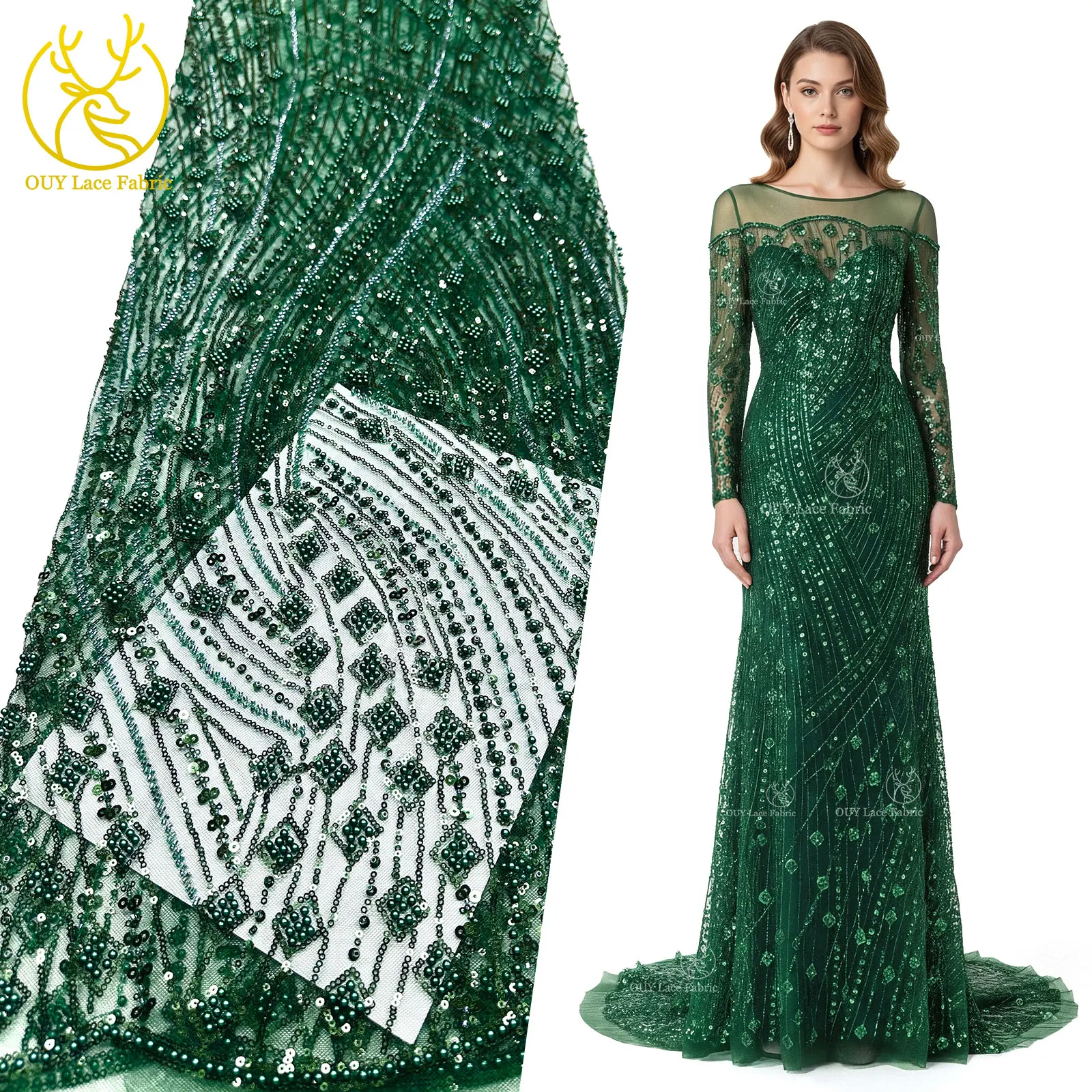 قماش دانتيل مطرز أفريقي 2026 جودة عالية مشرق أحمر نيجيري مطرز أقمشة الدانتيل ثوب زفاف مواد الخياطة 5 ياردات #2