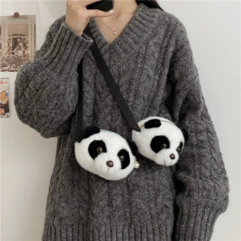 Purse Plush Panda Shoulder Bag Cute Mini Wallet Schoolbag Cartoon Crossbody Bag Handbag Makeup Bag Plush Doll Bag Outdoor