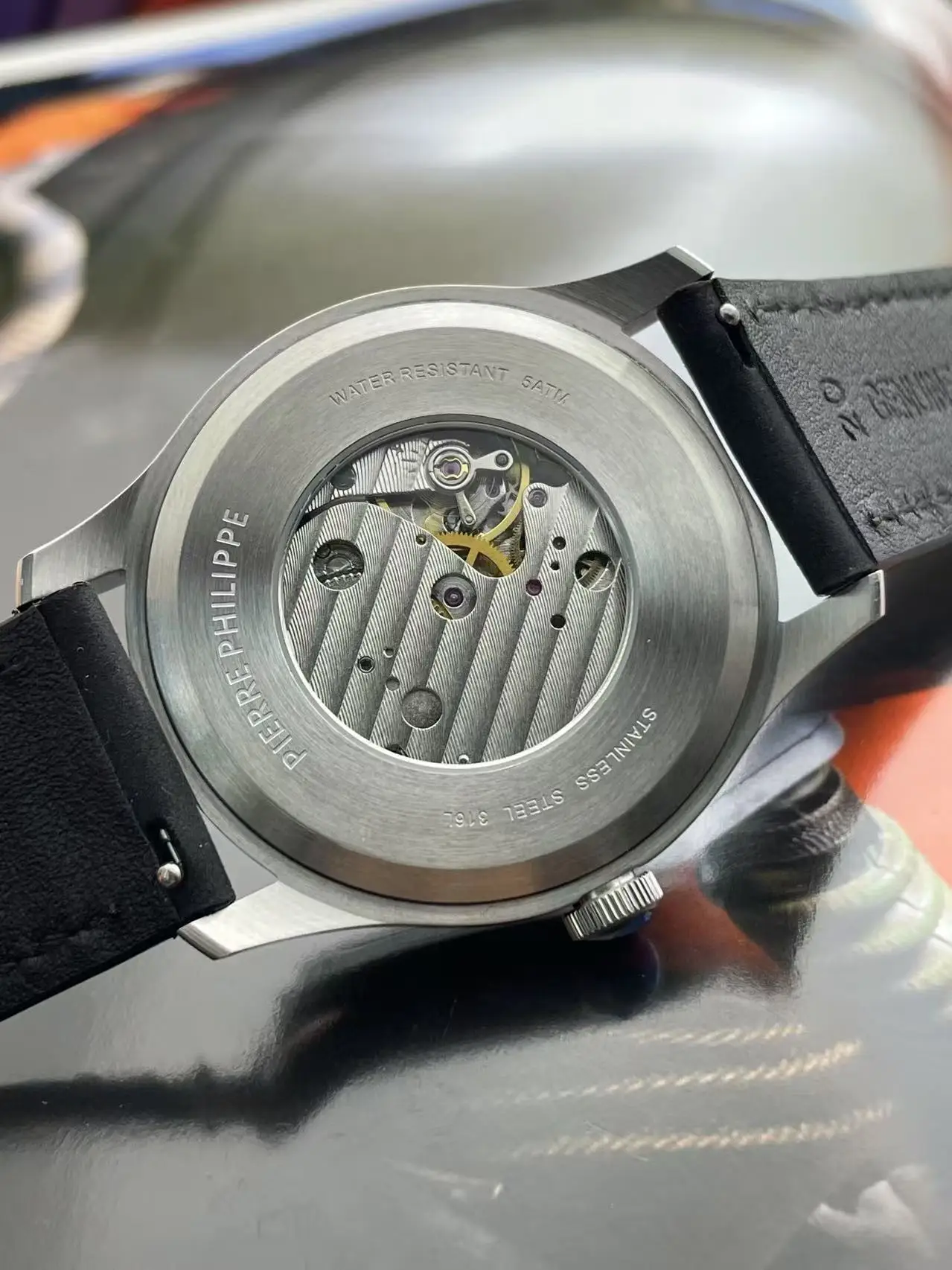 Jam Tangan Formal PIERRE PHILIPPE Baru 38Mm Jam Tangan Pilot Panah Retro Ultratipis Dial Merah Jam Tangan Angin Tangan Manual Mekanis Pria ST17