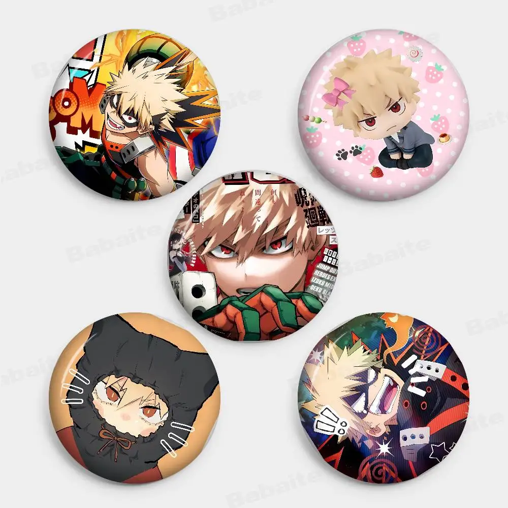 Katsuki Bakugo 32/44/58mm Handmade Pin Round Funny Snap-in Brooches for Backpack Cothes Accessories Badge Hat Decoration