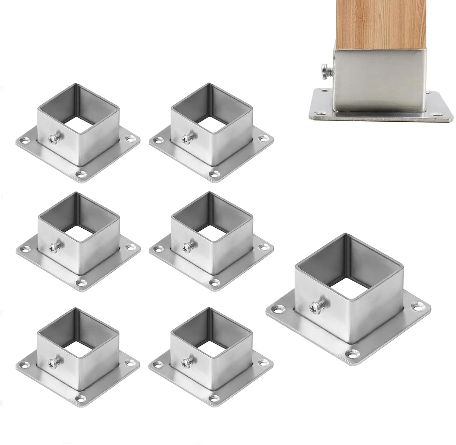 20X20mm Thickened Stainless Steel Square Tube Flange Base, Railing Post Bracket, Mount Fitting for Shelf & Clothes Rail