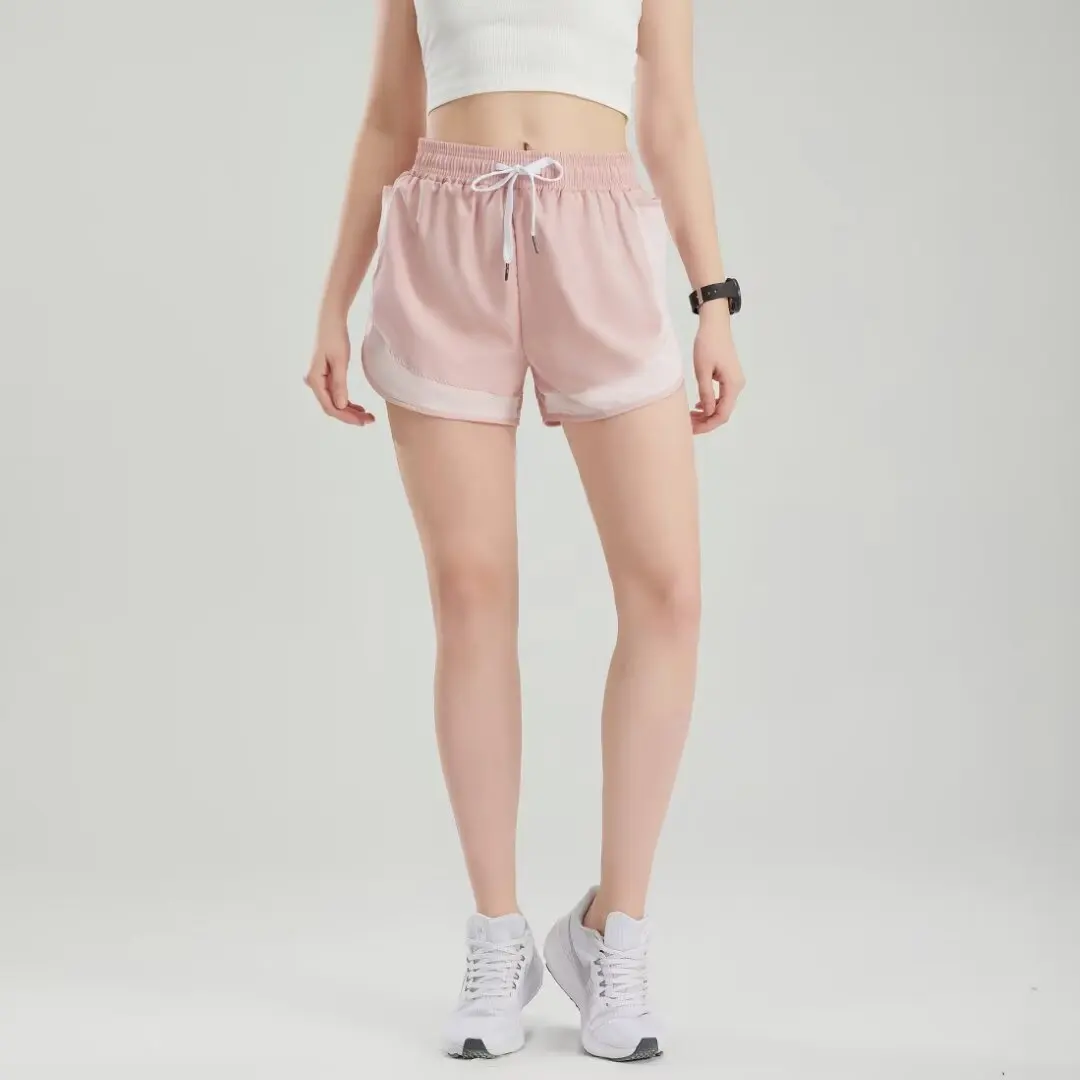 Dames Outfitssport Shorts Dames Riem Gevoerd Met Anti-Slip Mesh Stiksels Met Zak Hardloopbroek Fitness Short Yogabroek