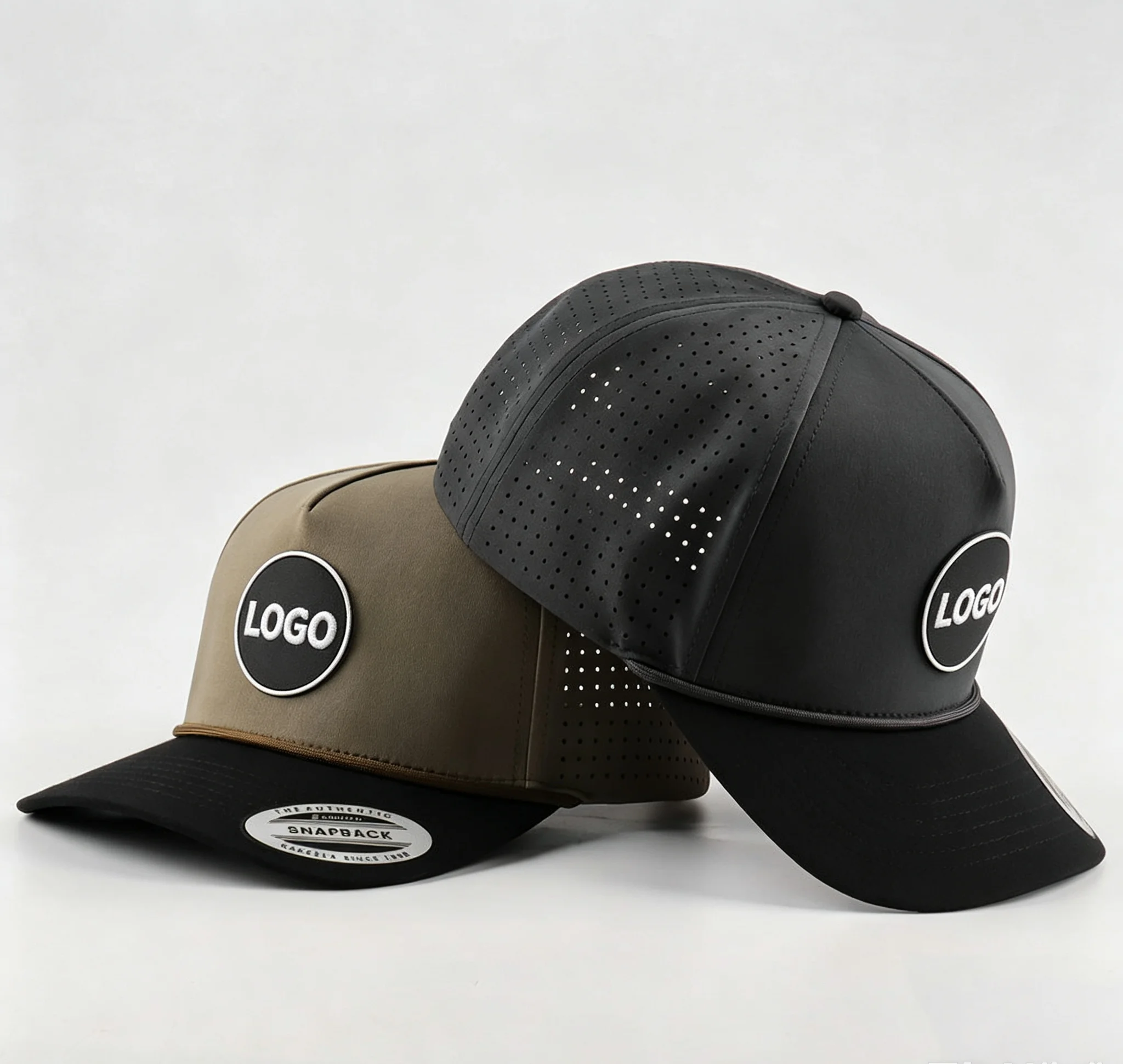 Unisex Waterproof Perforated Polyester Outdoor Baseball Cap Customizable PVC Patch Golf Cap BSCI Wholesale OEM Blank Hat