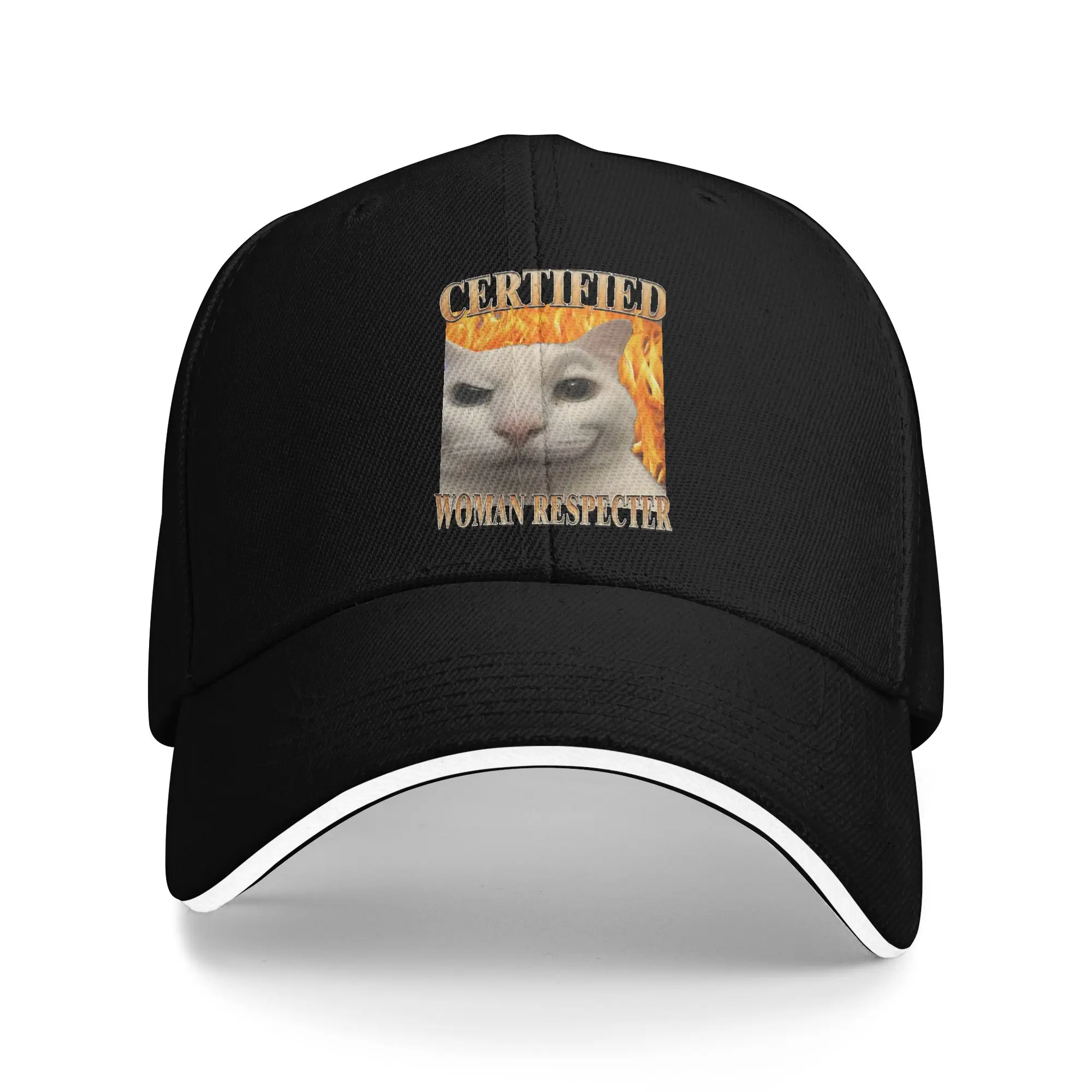 Sun Baseball Cap Certified Woman Respecter Funny Cat  Custom Logo Trucker Hat Sun-Proof Streetwear Outdoor Gym Snapback Cap