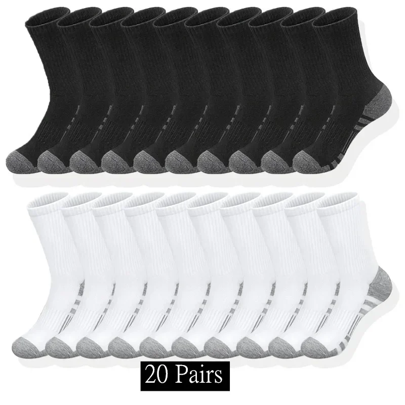 

20 Pairs Men's Classic Crew Socks Unisex Sports Socks for Men Running Basketball Anti-slip Outdoor Breathable Man Socks