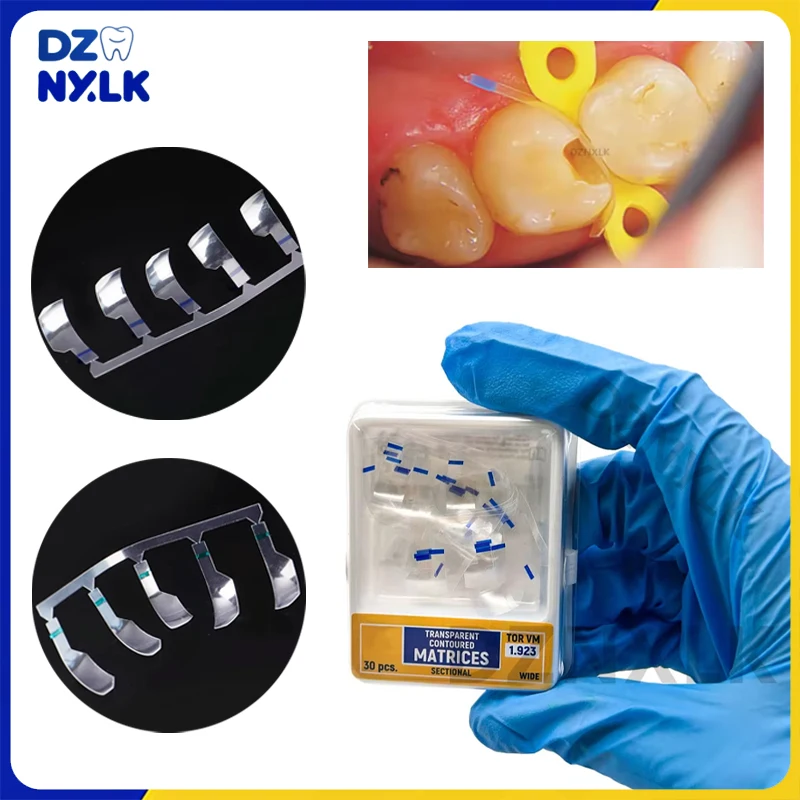 30/60Pcs Dental Clear Matrix Sectional Contoured Matrices Polyester Transparent Matrix Width 5mm/7mm Tooth Restoration Materials