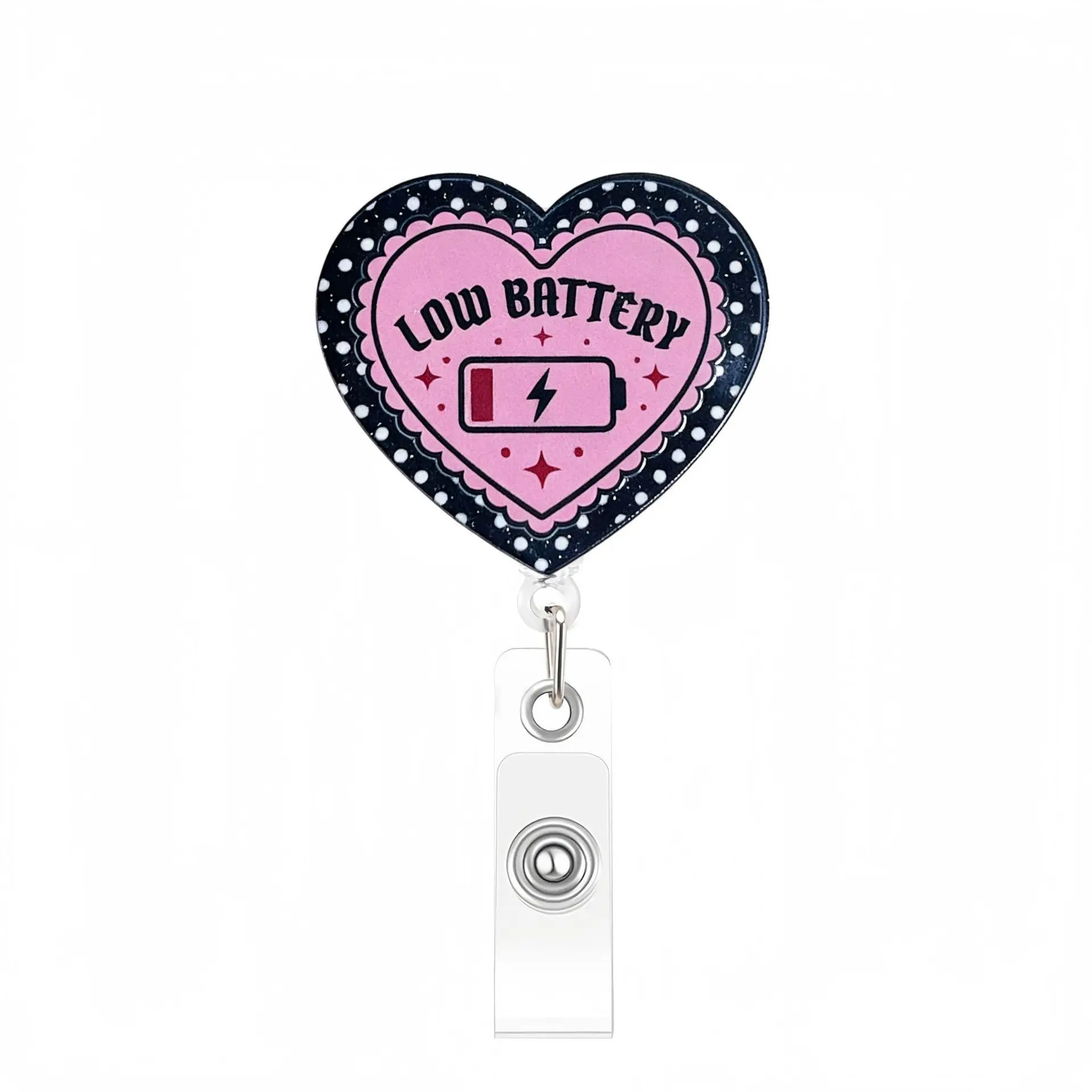 Rtractable Badge Reel with Alligator Clip, Glitter Acrylic ID Badge Holder for Nurse Doctor Teacher Funny Work ID Reel Gifts