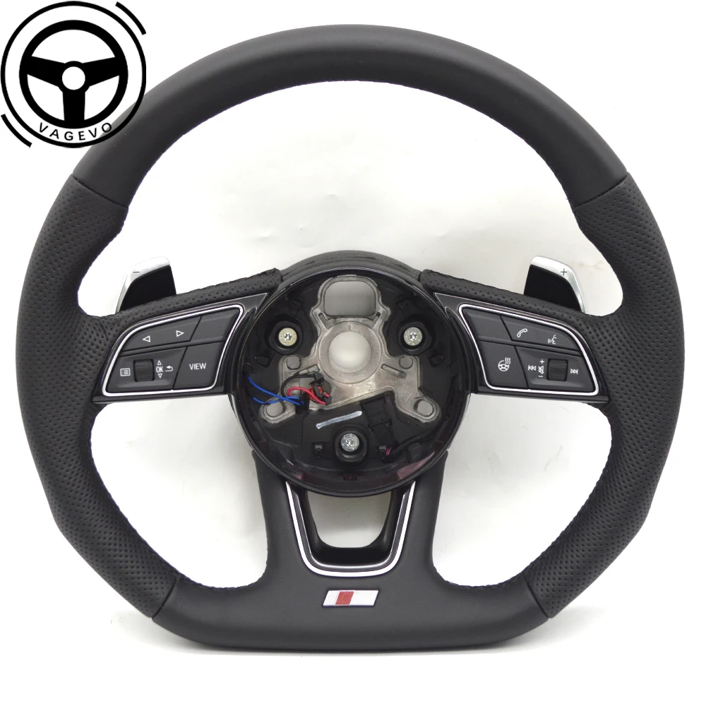 

For Audi A4 B9 leather semi perforated with heated flat bottomed steering wheel with paddles