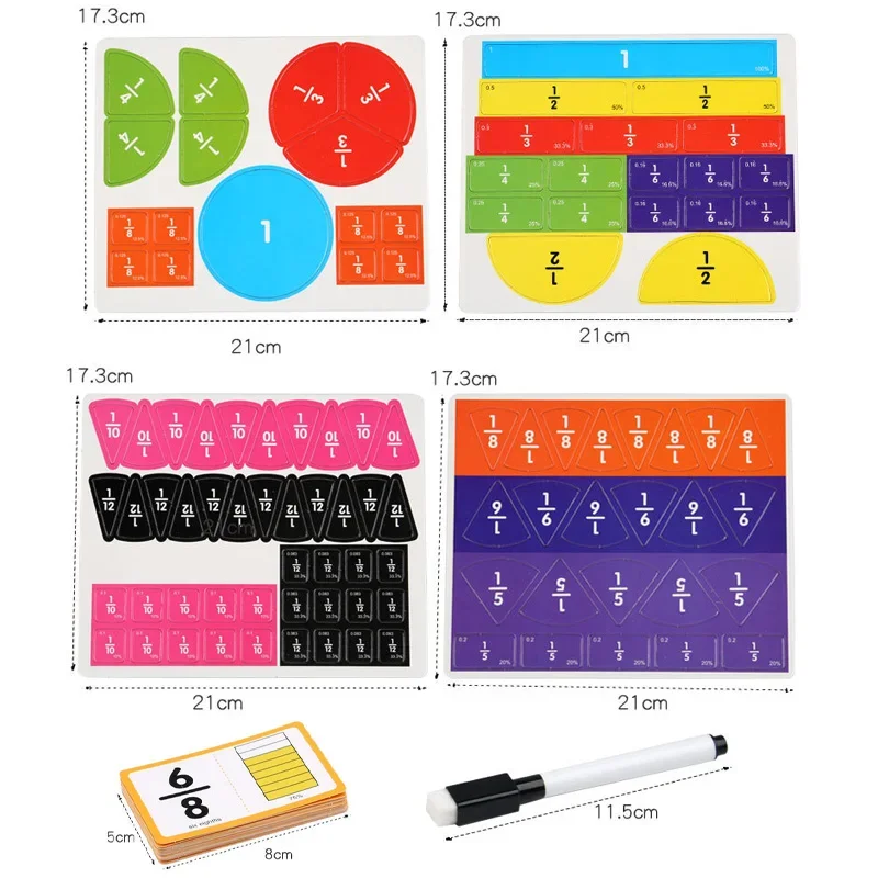 Matematica magnetica per bambini Frazionaria Montessori Frazioni circolari Operazione aritmetica Giocattoli Forniture Strumento didattico