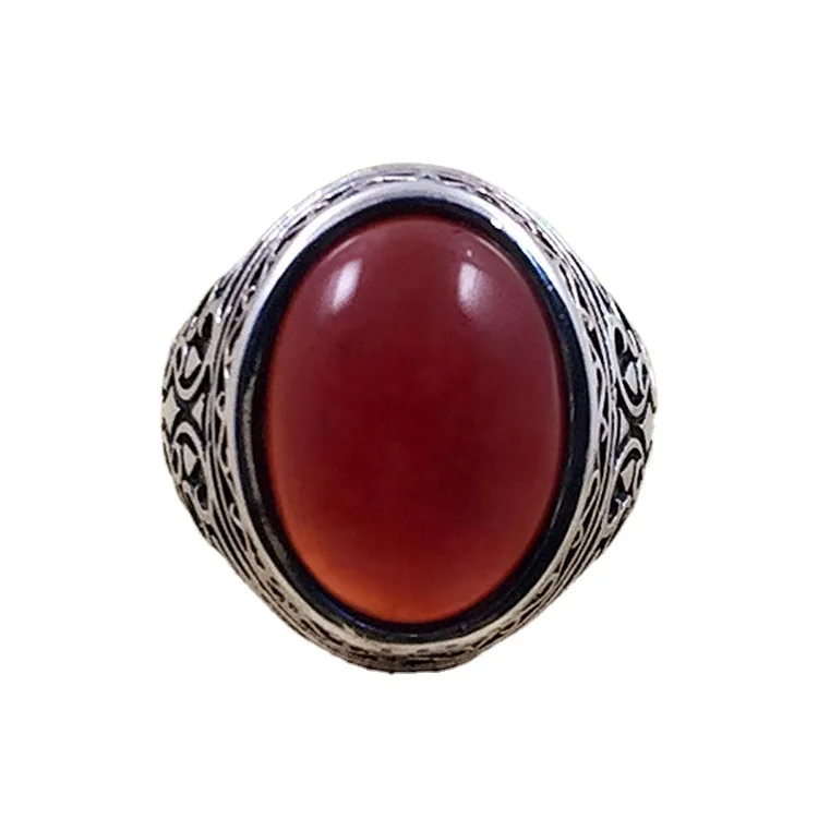

Factory Cheap Price Thai Silver Ring Red Agate Silver Ring for Men