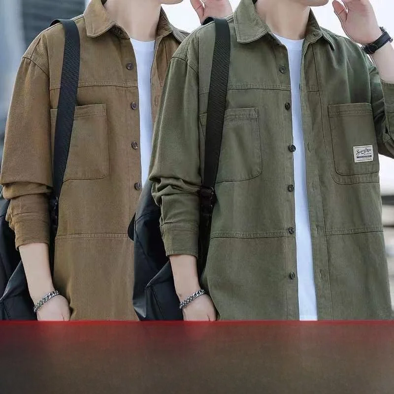 

American Sle Casual Long Sve Work irt for Men Dirt Resistant Wearable in Spring And Autumn Construction Site Wear