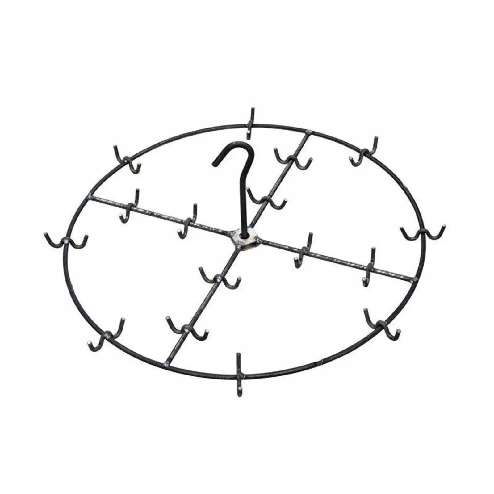 Round Welded Steel Meat Hanger Rack for Cured Meat Storage and Smokehouse Drying Rack