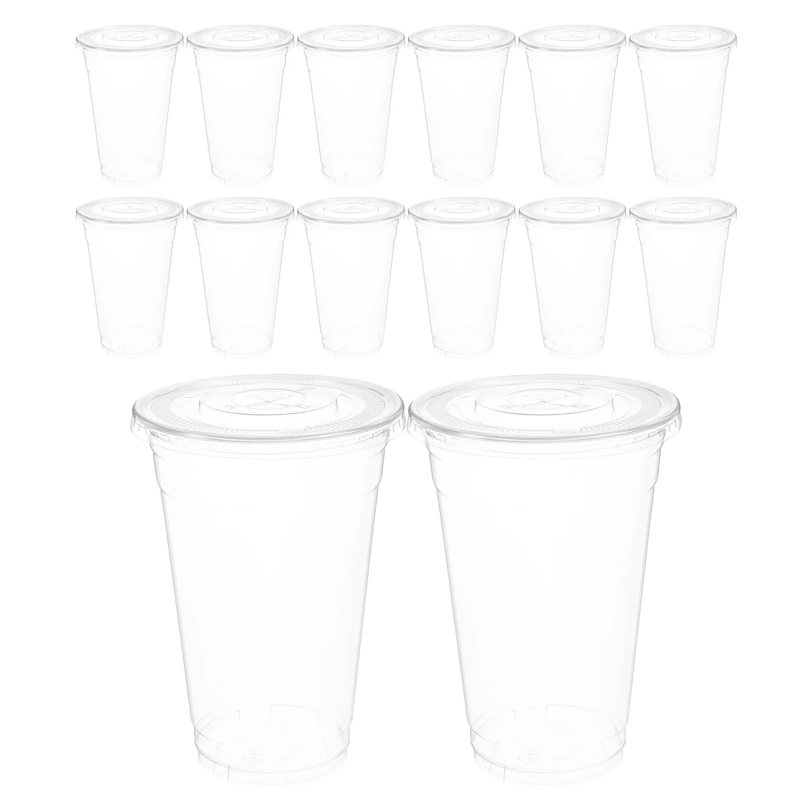 

100pcs Clear Plastic Cold Drink Cups With Lids For Lemon Tea Smoothies Iced Coffee Outdoor Stalls Disposable Party Beverage