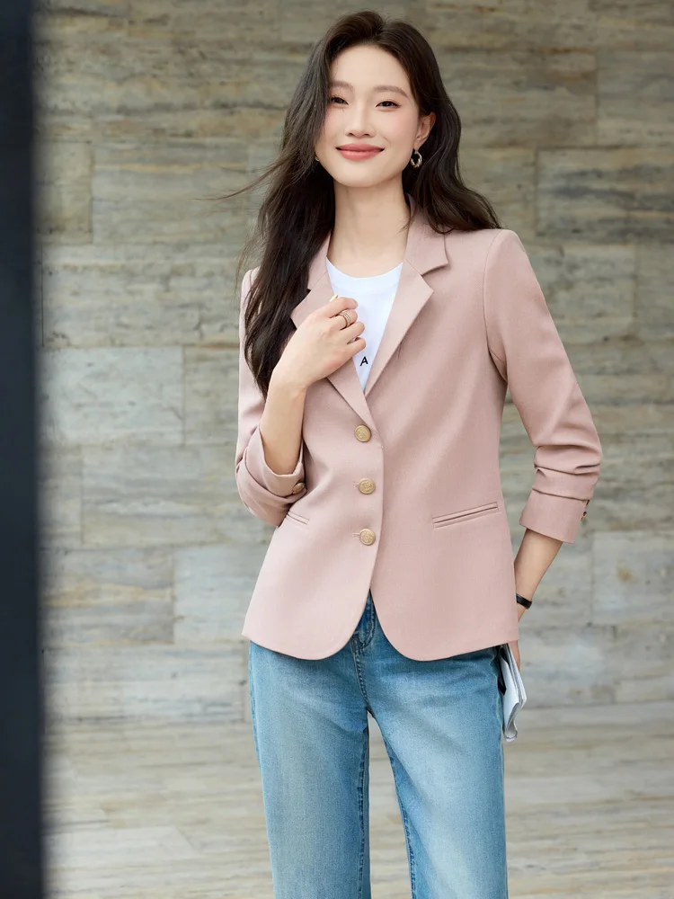 

Женский повседневный модный топ Ele Pink Slim Fit в корейском стиле, весна-осень, новинка, высокое качество, стильный дизайн