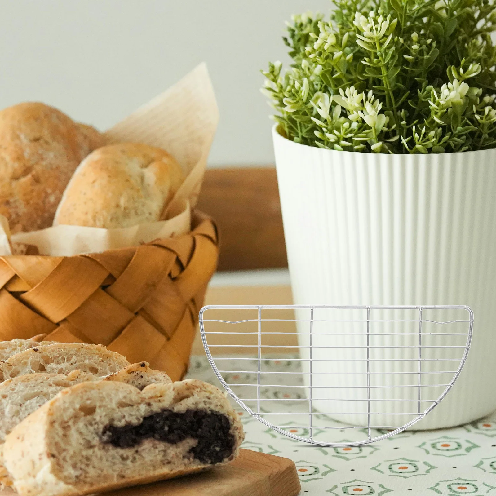 

2pcs Stainless Steel Cooling For Baking Wire Oven Cookie Roasting Grilling Multifunctional Half Round Steamer Rack Nonstick