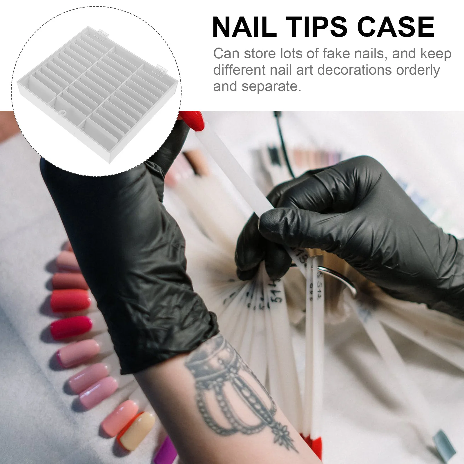 Nail Tips Box Fake Nails Display Organizer 33 Grids Acrylic Holder Nail Tips Case Press on Nails Storage Cleaner Desktop