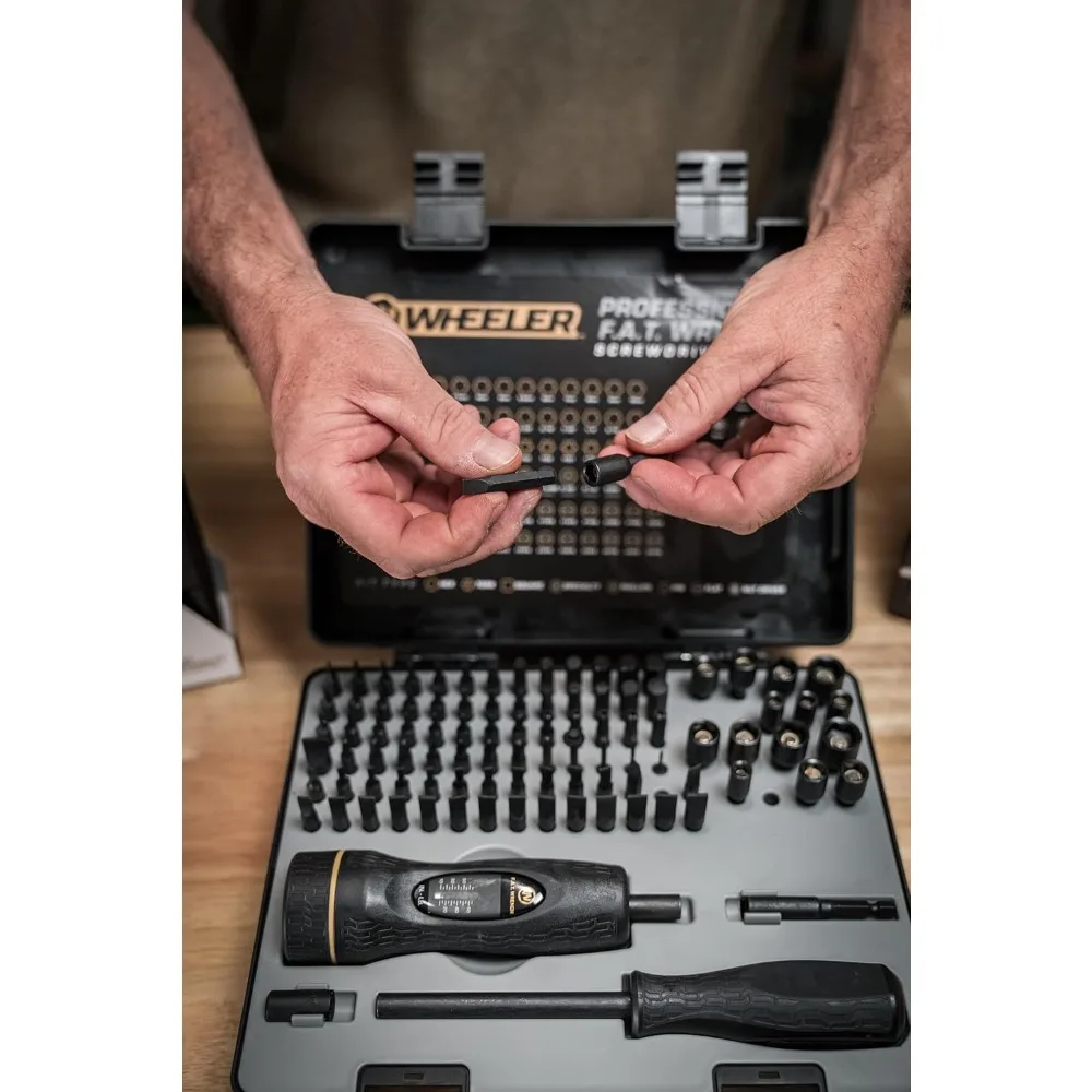 Conjunto completo de chave de fenda de 100 peças com construção de aço, incluindo tamanhos métricos e padrão, completo com estojo de armazenamento