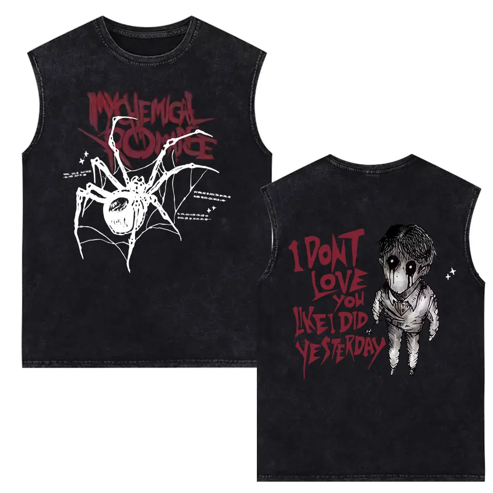 

My Chemical Romance The Black Parade I Don't Love You Like I Did Yesterday Washed Tank Tops Men Punk Emo Rock Sleeveless Vest