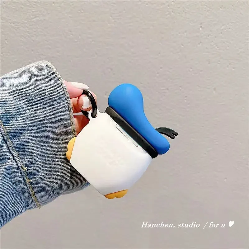 ديزني ثلاثية الأبعاد دونالد داك الاتجاه الكرتون ل Airpods 1 2 3 برو Pro2 الإبداعية اللاسلكية بلوتوث سماعة سيليكون واقية