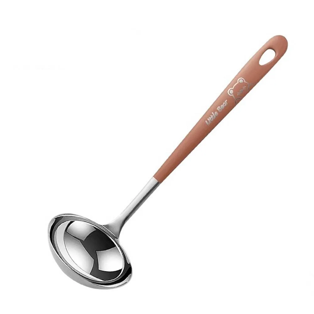 

New Heat-resistant Hot Pot Ladle Thickened Stainless Steel Hot Pot Spoon Cute Bear Pattern Household Soup Ladle Spoon Home