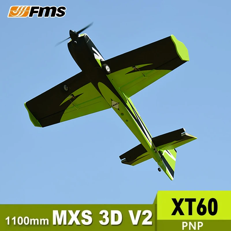 FMS 1.1m MXS V2 RC Aerobatic 3D Sport Plane Fixed Wing XT60 Plug 1100mm Remote Controlled Adult Toys PNP Version