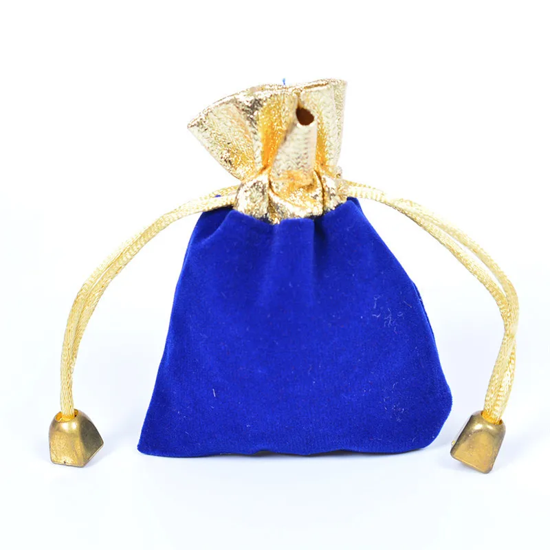 50pcs/lot Gold Velvet Pouches 7x9 10x12 12x16 15x20cm Drawstring Bag With Beads Wedding Party Gift Packaging Bags Custom Logo