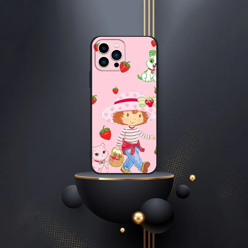 S-Strawberry Shortcake  Phone Case For iPhone 16,15,14,13,12,Pro,Max,11,7,8,Plus,XR,XS Max Shockproof Silicone Soft Shell