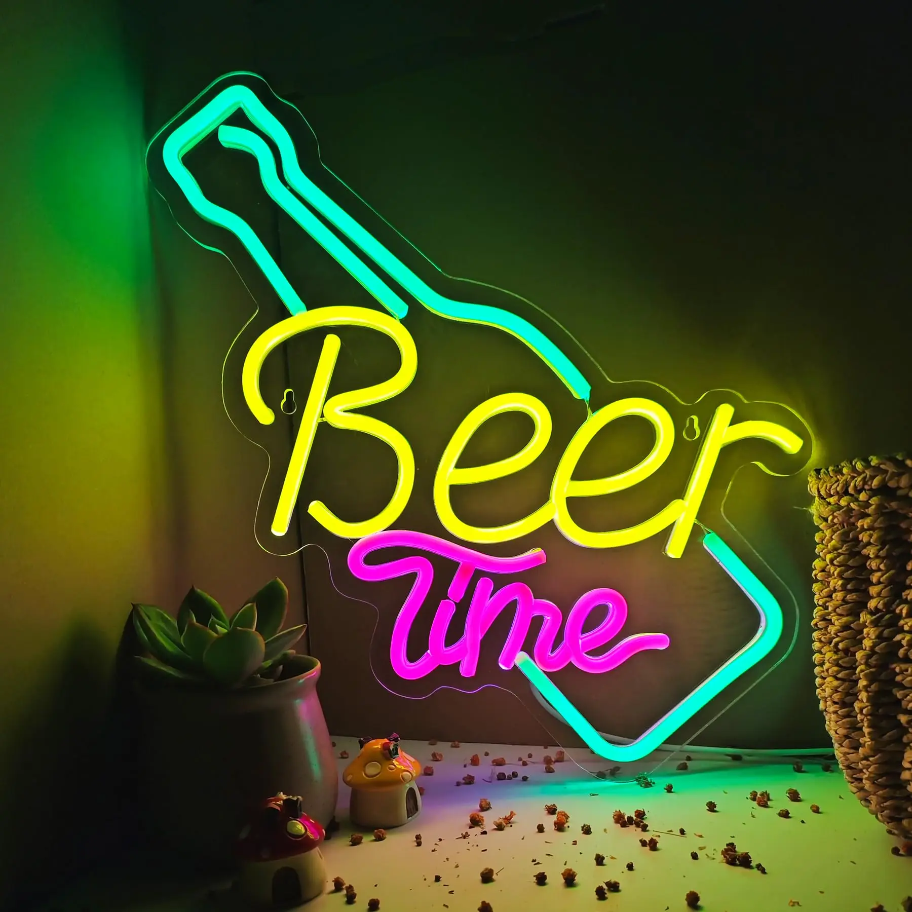 

Beer Time Neon Sign Led Wall Decor Man Cave Neon Light Up Signs Wall Art for Home Room Bar Bedroom USB Powered