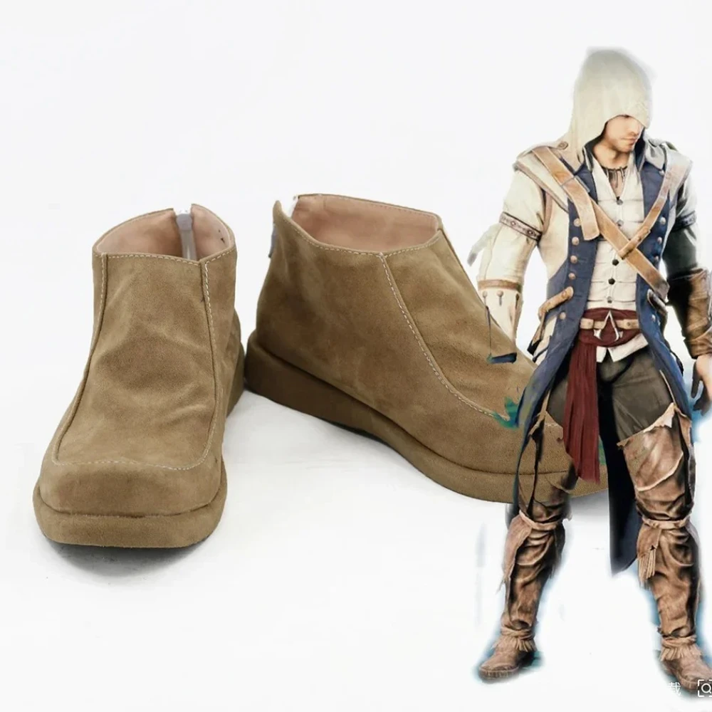 

AC3 Connor Kenway Сапоги для косплея Кожаная обувь на заказ
