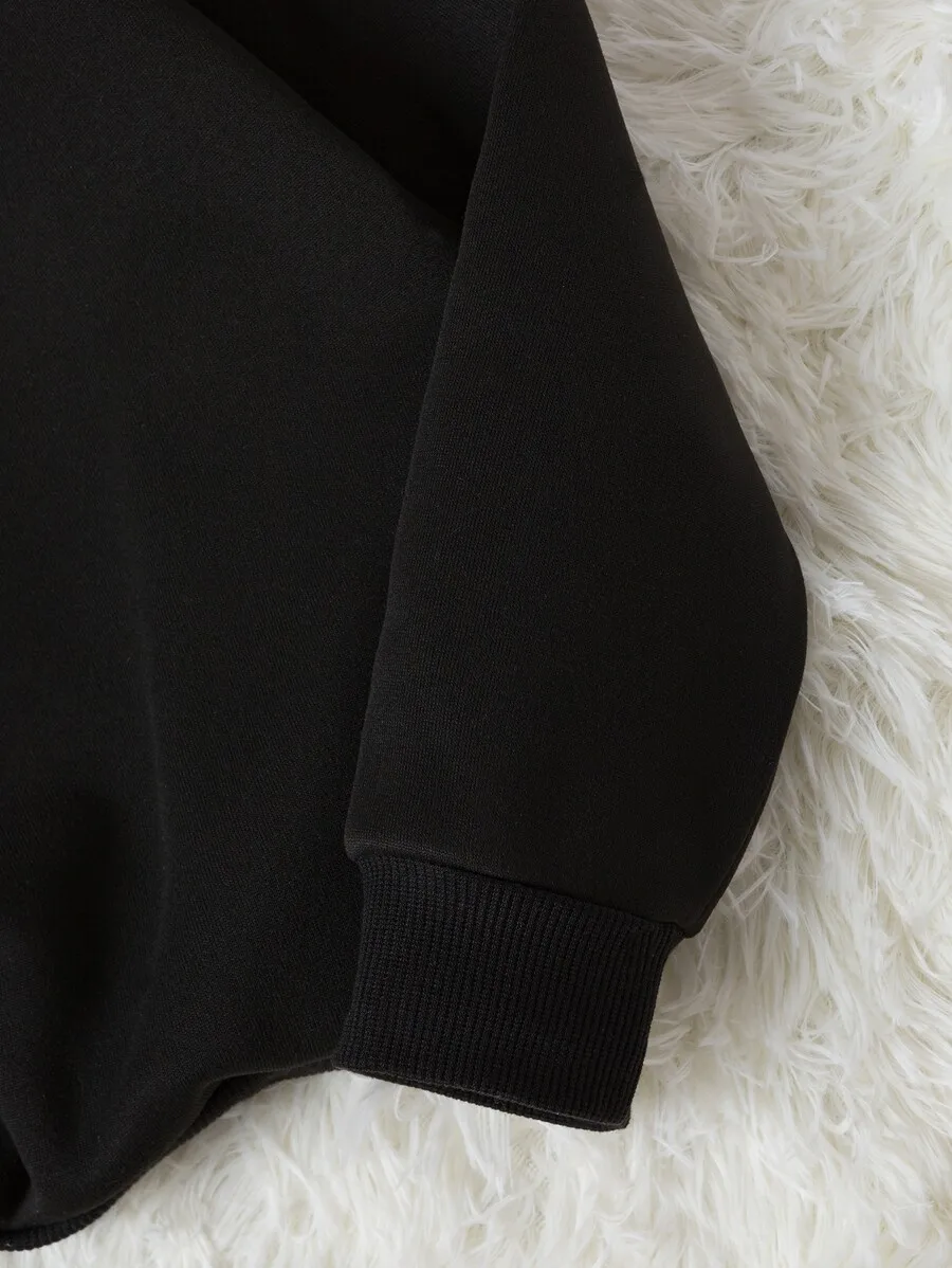 여성용 블랙 데이지 그래픽 풀오버 스웨트셔츠, 해피 레터 프린트가 있는 긴 소매 캐주얼 가을 탑