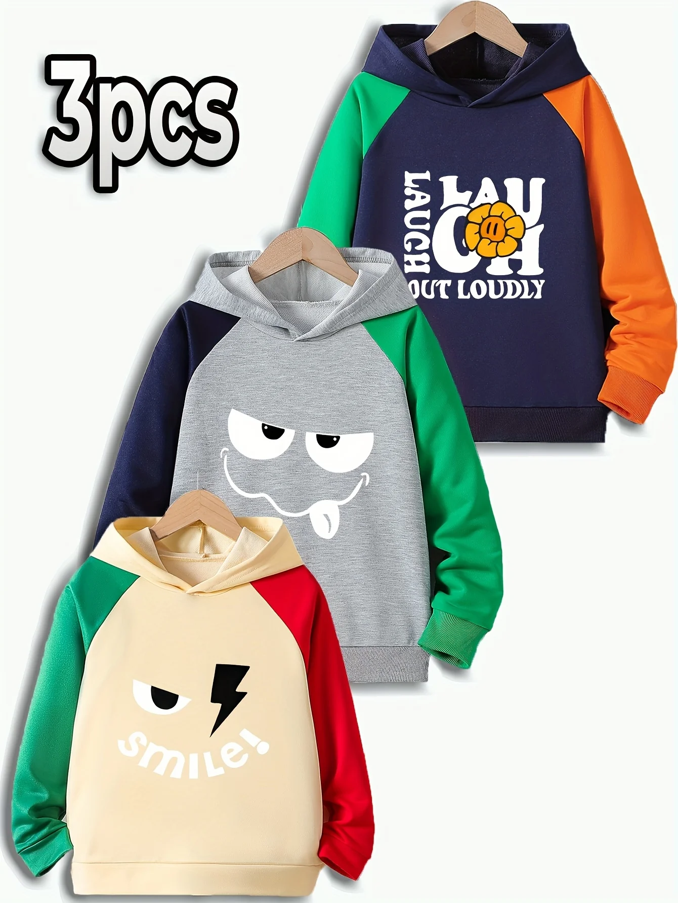

Детский модный комплект с капюшоном из трех предметов, мягкий, приятный для кожи материал, подходит для различных случаев, повседневный школьный спорт на открытом воздухе